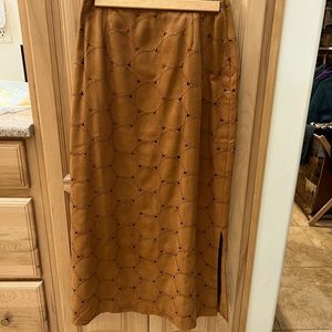 Suede skirt.  Mid length